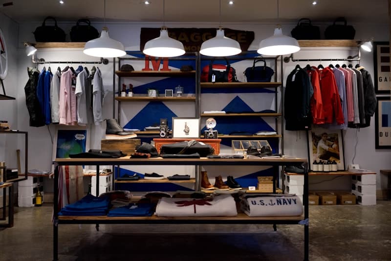 Retail store interior with merchandise displays